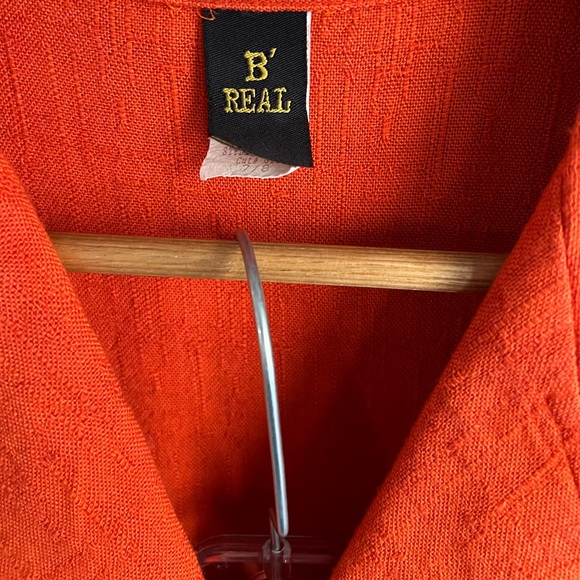 VTG 90’s Neon Orange Diamond Rhinestone Button Down Blazer Mini Skirt Suit Set - Picture 3 of 7